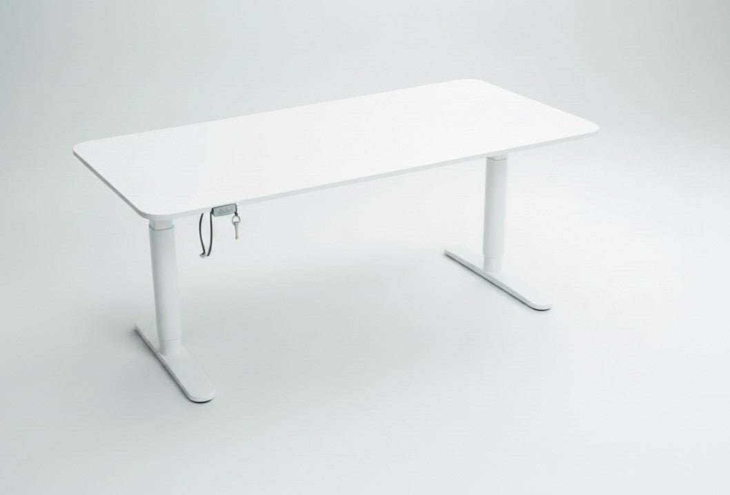 IKEA Bekant hæve-sænkebord 160x80 cm hvid med elektrisk højdejustering set forfra